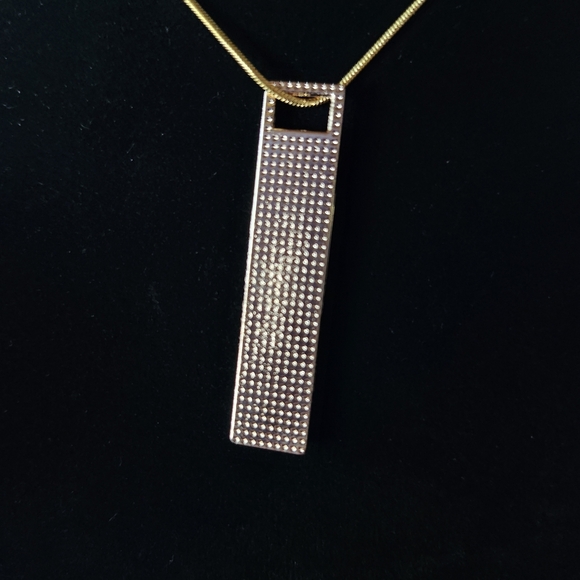 Gold and Black Pendant Upcycled With Necklace #45 - Picture 2 of 2